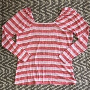 Lane Bryant striped ribbed square neck long sleeve size 10/12